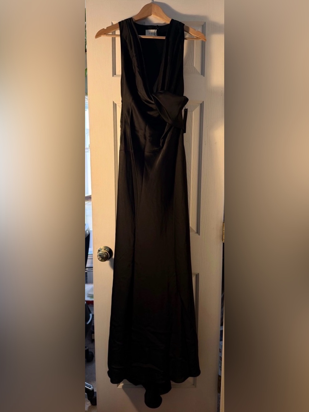 Opt Black Sleeveless Twist Front Dress-V-Neck Maxi Dress. Sz 4